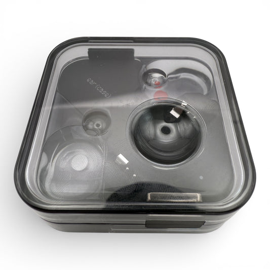 Nothing ear (2) replacement charging case in black, top view with the lid closed