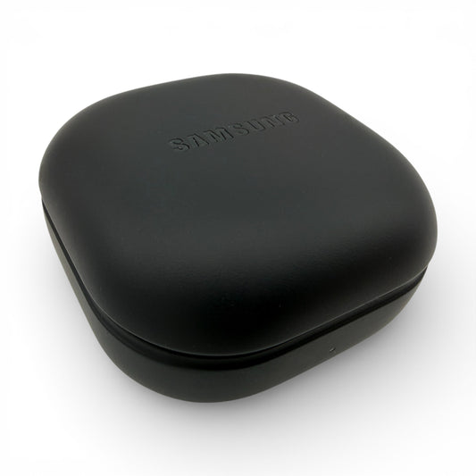 Samsung Galaxy Buds2 Pro charging case in black, angled view of the closed lid