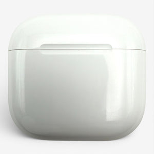 Apple AirPods 4 replacement charging case, closed, front view showing the lid seam and pairing button