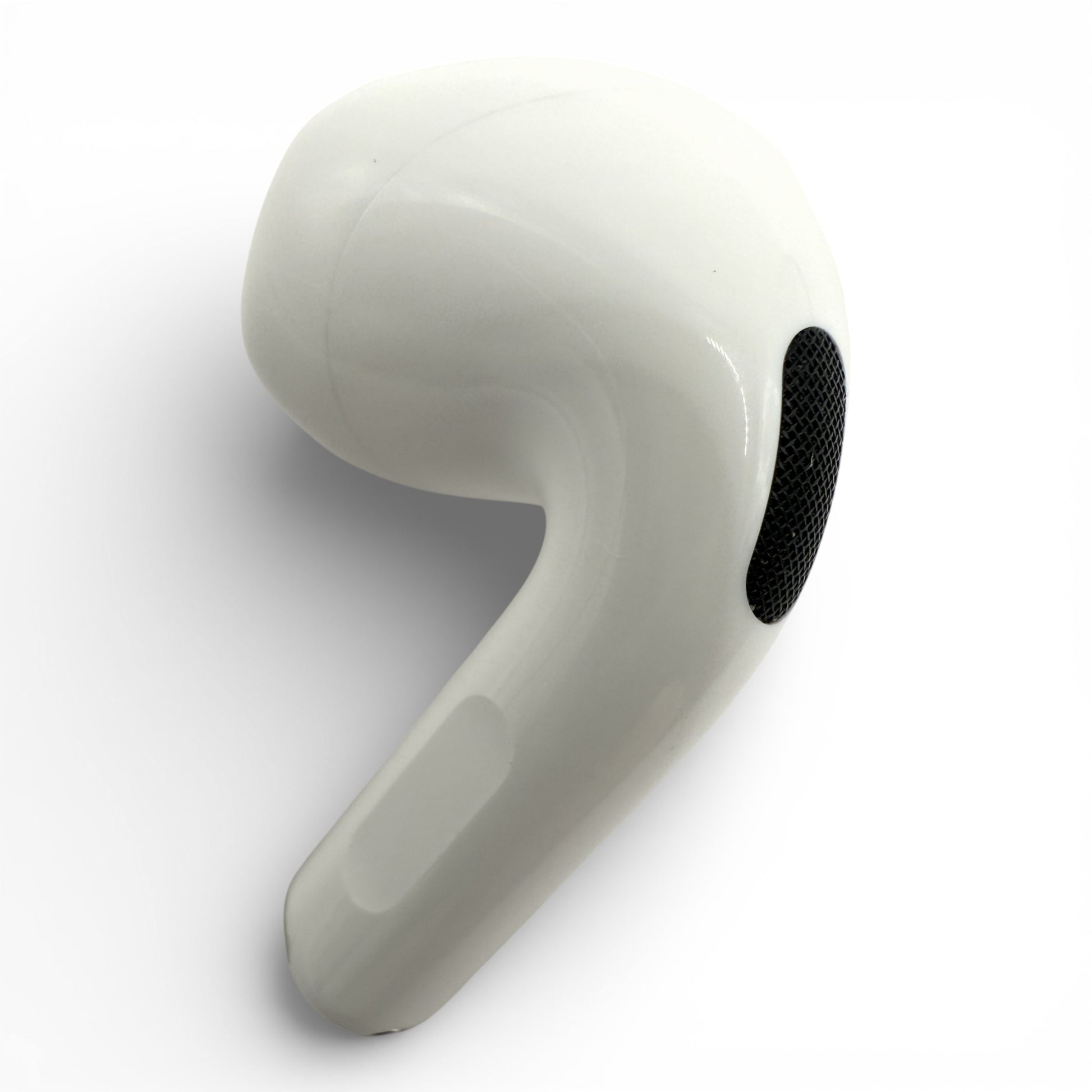 Left replacement Apple AirPods 4 earbud with ANC, back view showing the smooth glossy housing