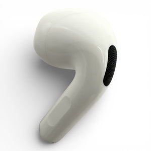 Left replacement Apple AirPods 4 earbud with ANC, back view showing the smooth glossy housing