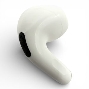 Right replacement Apple AirPods 4 earbud with ANC, back view of mesh vent and charging stem