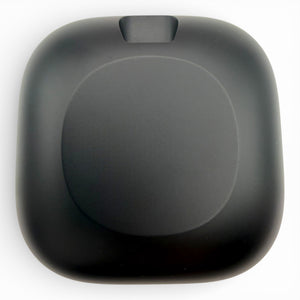 Beats Fit Pro charging case in black, back view of the smooth lid