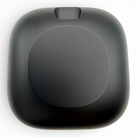 Beats Fit Pro charging case in black, back view of the smooth lid