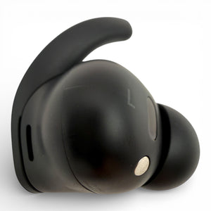 Left replacement Beats Fit Pro earbud in black, side view showing the L marking and charging contact