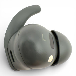 Left replacement Beats Fit Pro earbud in gray, side view showing the L marking and charging contact