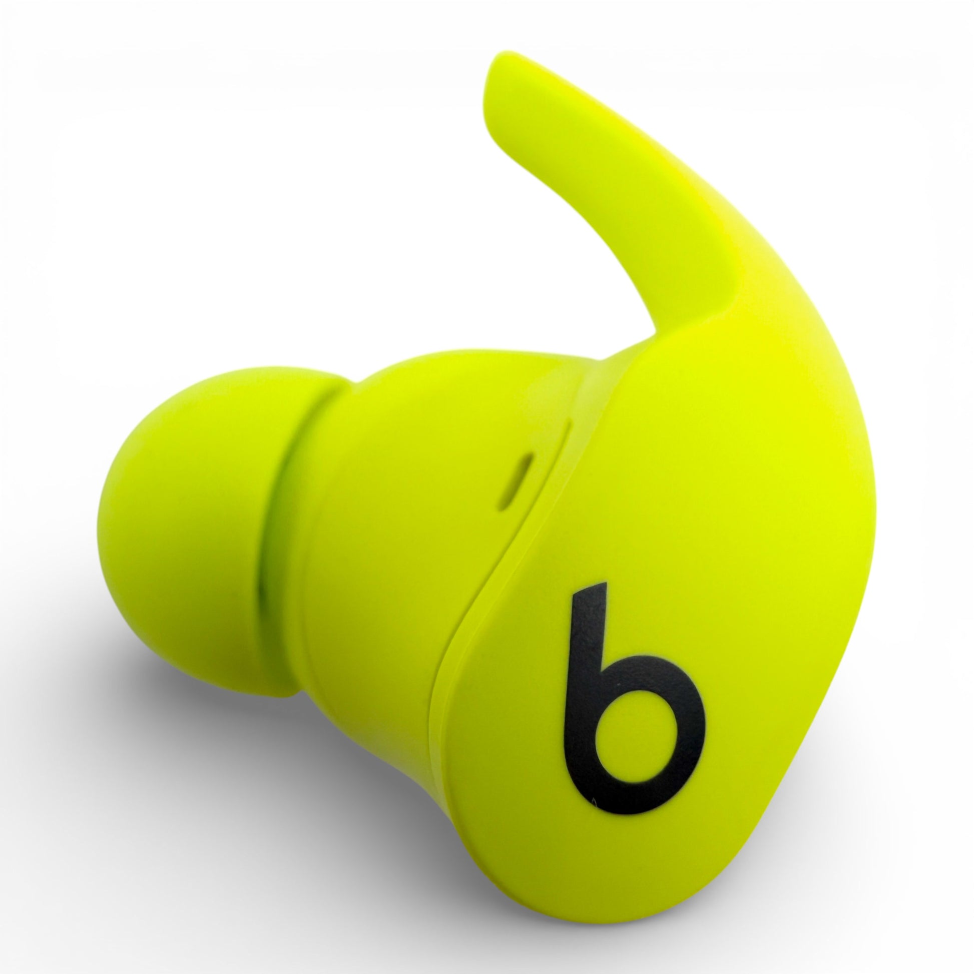 Left replacement Beats Fit Pro earbud in yellow, front view showing the Beats logo and ear tip