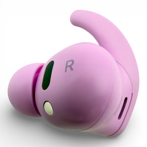 Right replacement Beats Fit Pro earbud in purple, back view showing the R marking and charging contact