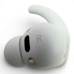 Right replacement Beats Fit Pro earbud in white, back view showing the R marking and charging contact