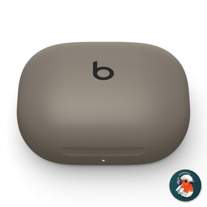 Beats Powerbeats Fit charging case in gray, front view of the closed lid