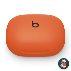 Beats Powerbeats Fit charging case in orange, front view of the closed lid