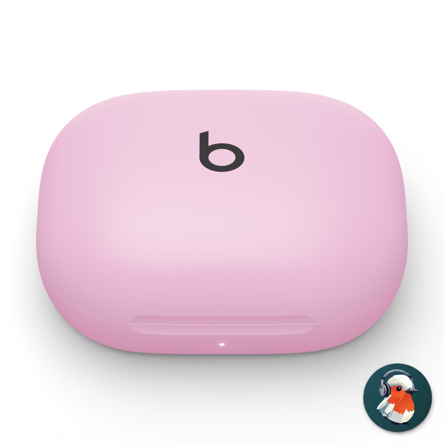 Beats Powerbeats Fit charging case in pink, front view of the closed lid