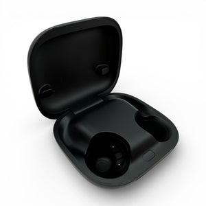 Beats Powerbeats Pro 2 charging case in black, opened to reveal the earbud charging slots