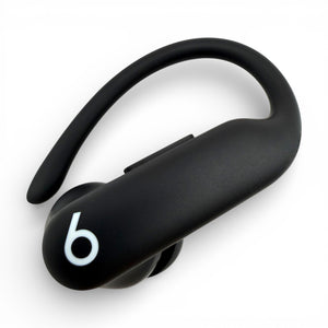 Right replacement Powerbeats Pro 2 earbud in black, close-up front view of housing and logo