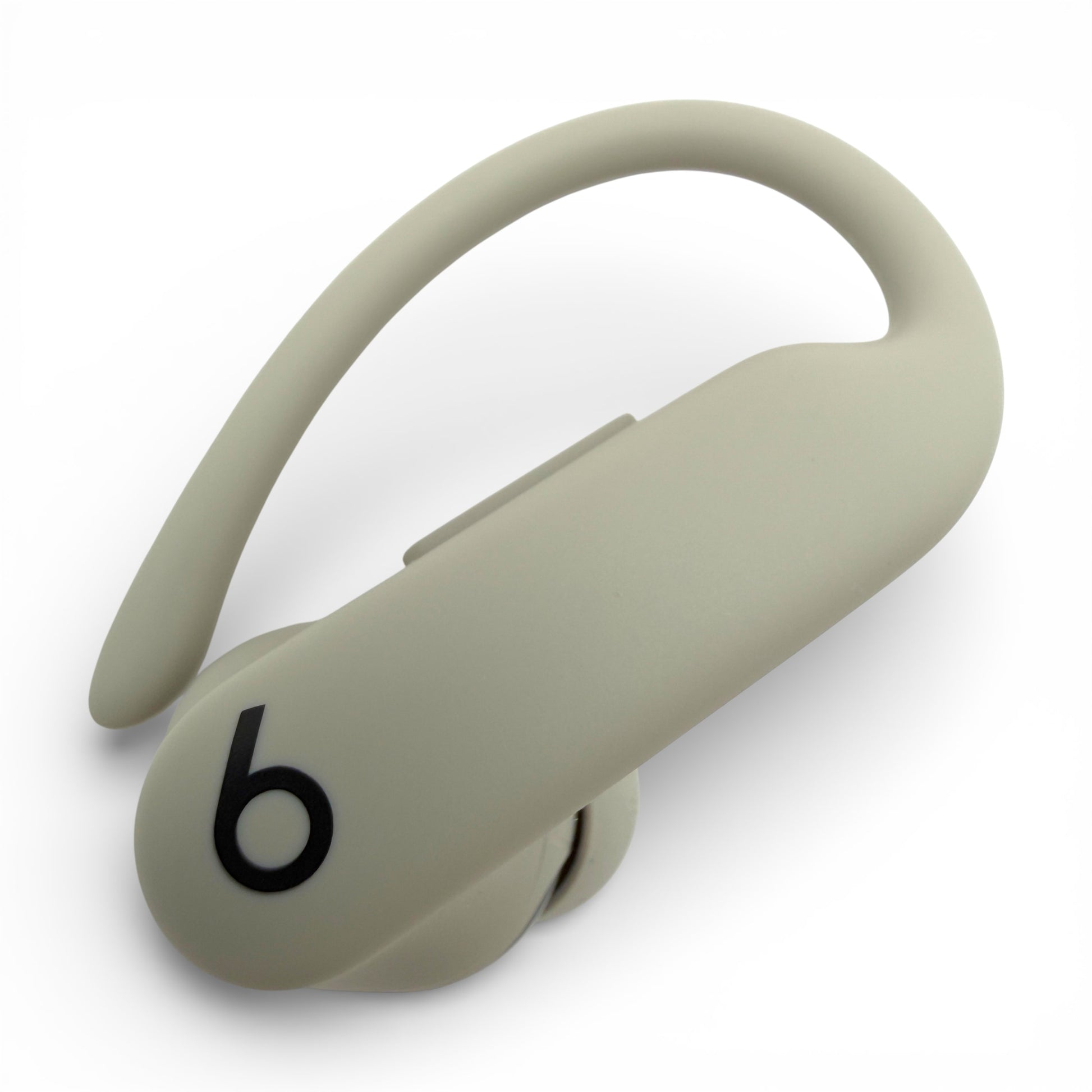 Right replacement Powerbeats Pro 2 earbud in gray, close-up front view of housing and logo