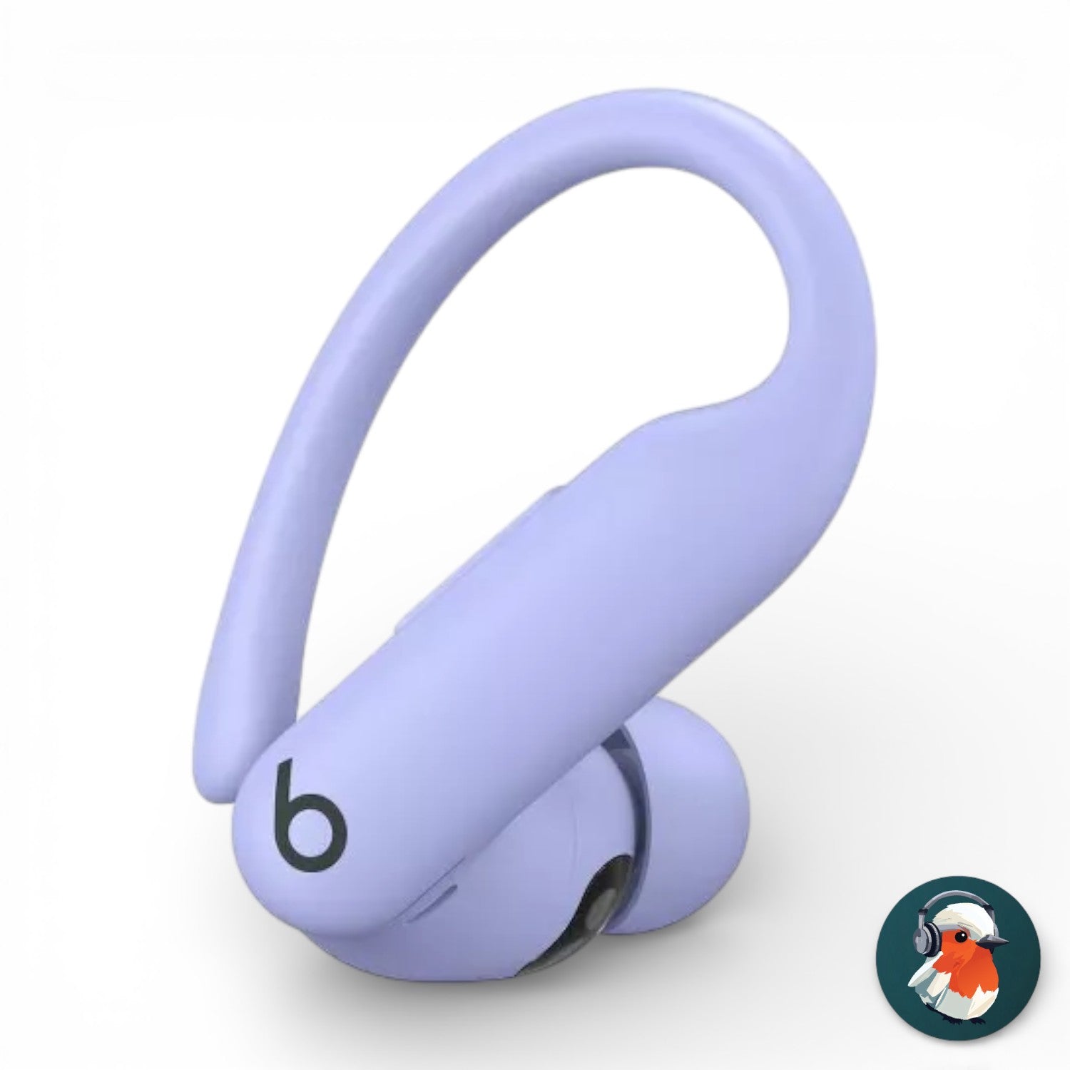 Right replacement Powerbeats Pro 2 earbud in purple, front view with ear tip attached