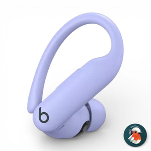 Right replacement Powerbeats Pro 2 earbud in purple, front view with ear tip attached