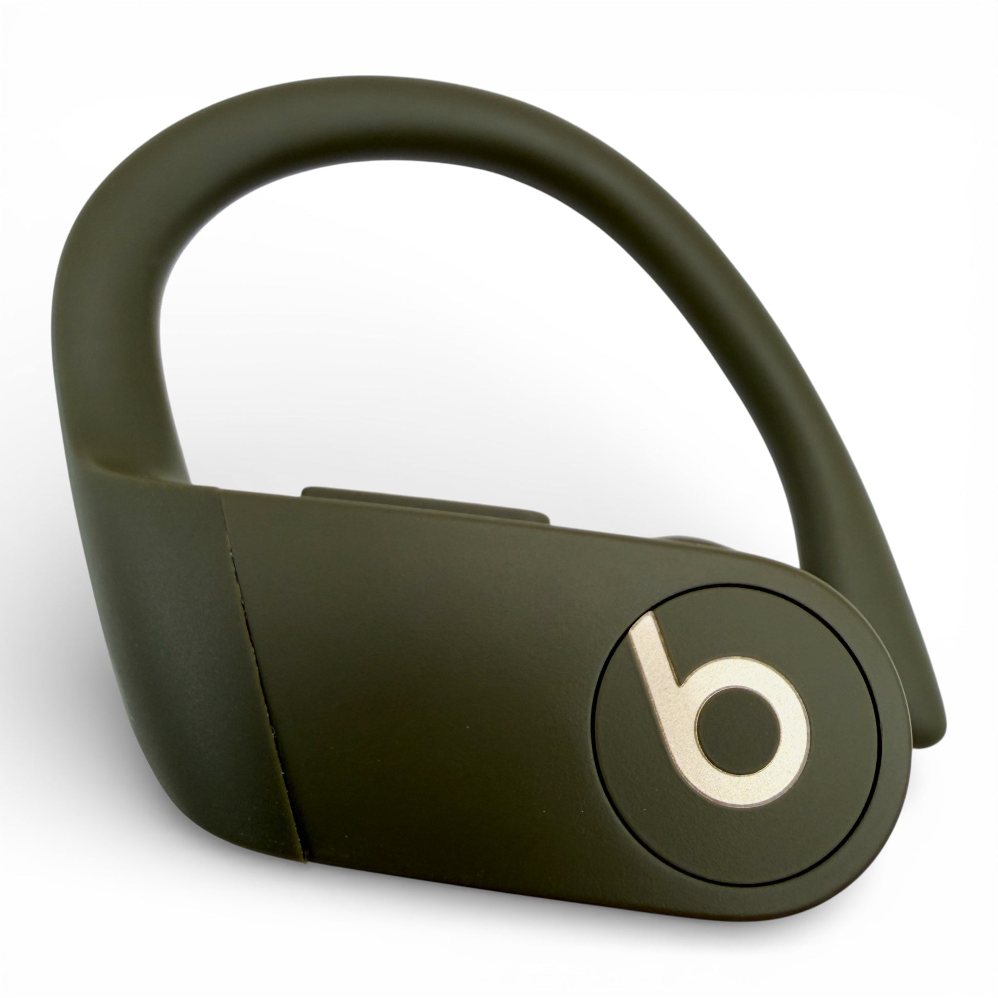 Left replacement Powerbeats Pro earbud in green, back view showing the ear hook and Beats logo