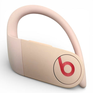 Left replacement Powerbeats Pro earbud in pink, back view showing the ear hook and Beats logo