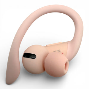 Left replacement Powerbeats Pro earbud in pink, front view showing the ear tip and speaker grille