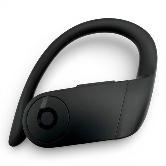 Right replacement Powerbeats Pro earbud in black, front view showing the Beats logo and ear hook