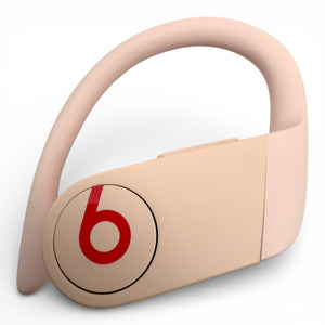 Right replacement Powerbeats Pro earbud in pink, front view showing the Beats logo and ear hook