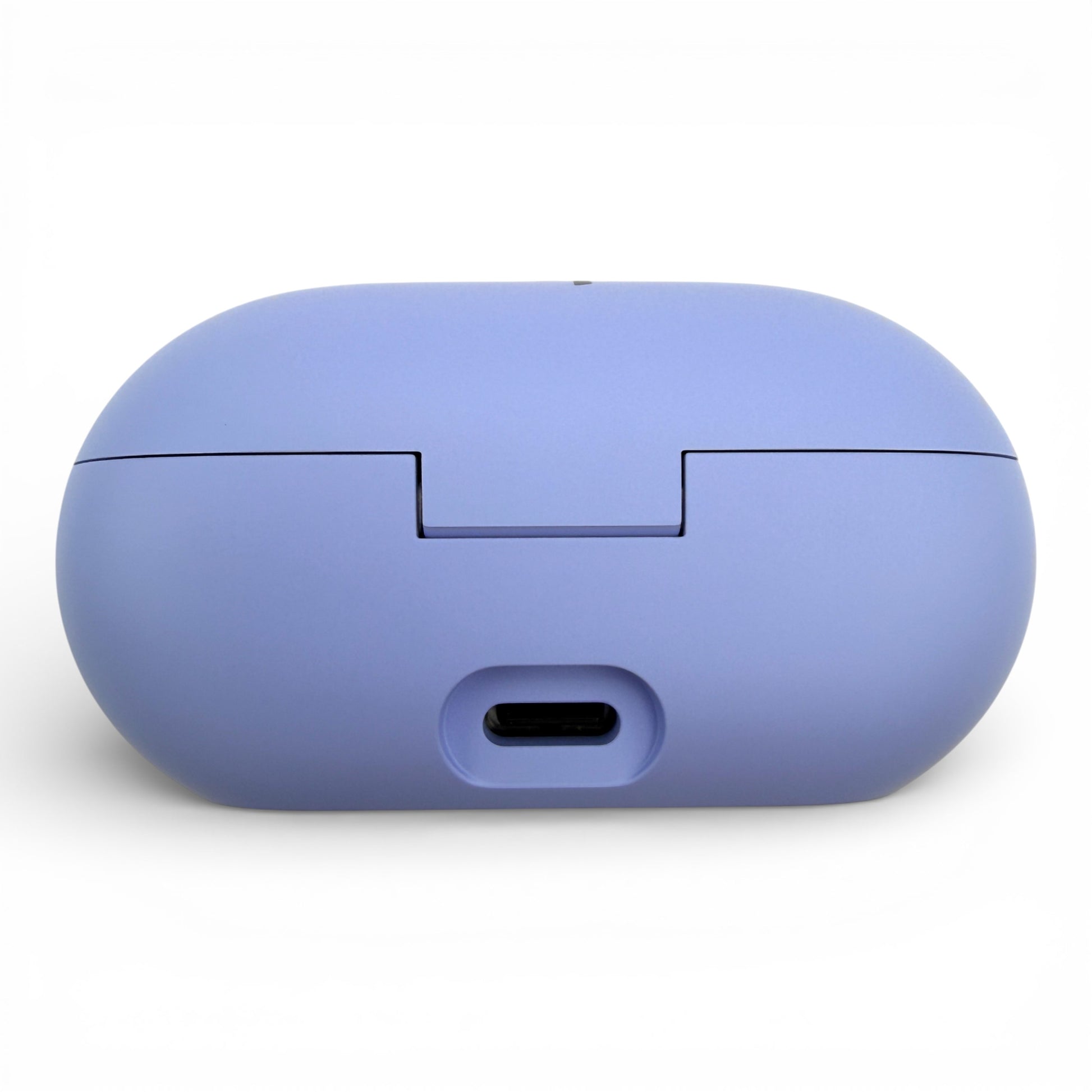 Beats Solo Buds charging case in purple, back view showing the USB-C charging port