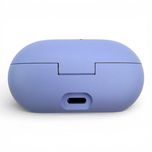 Beats Solo Buds charging case in purple, back view showing the USB-C charging port