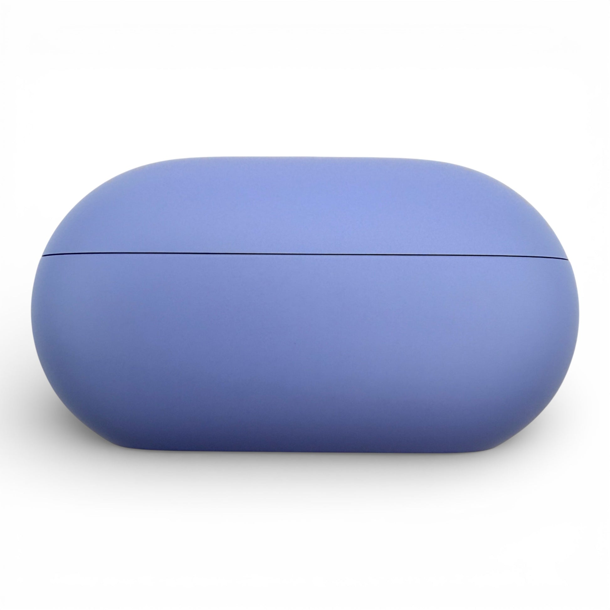 Beats Solo Buds charging case in purple, side view of the closed case showing the seam
