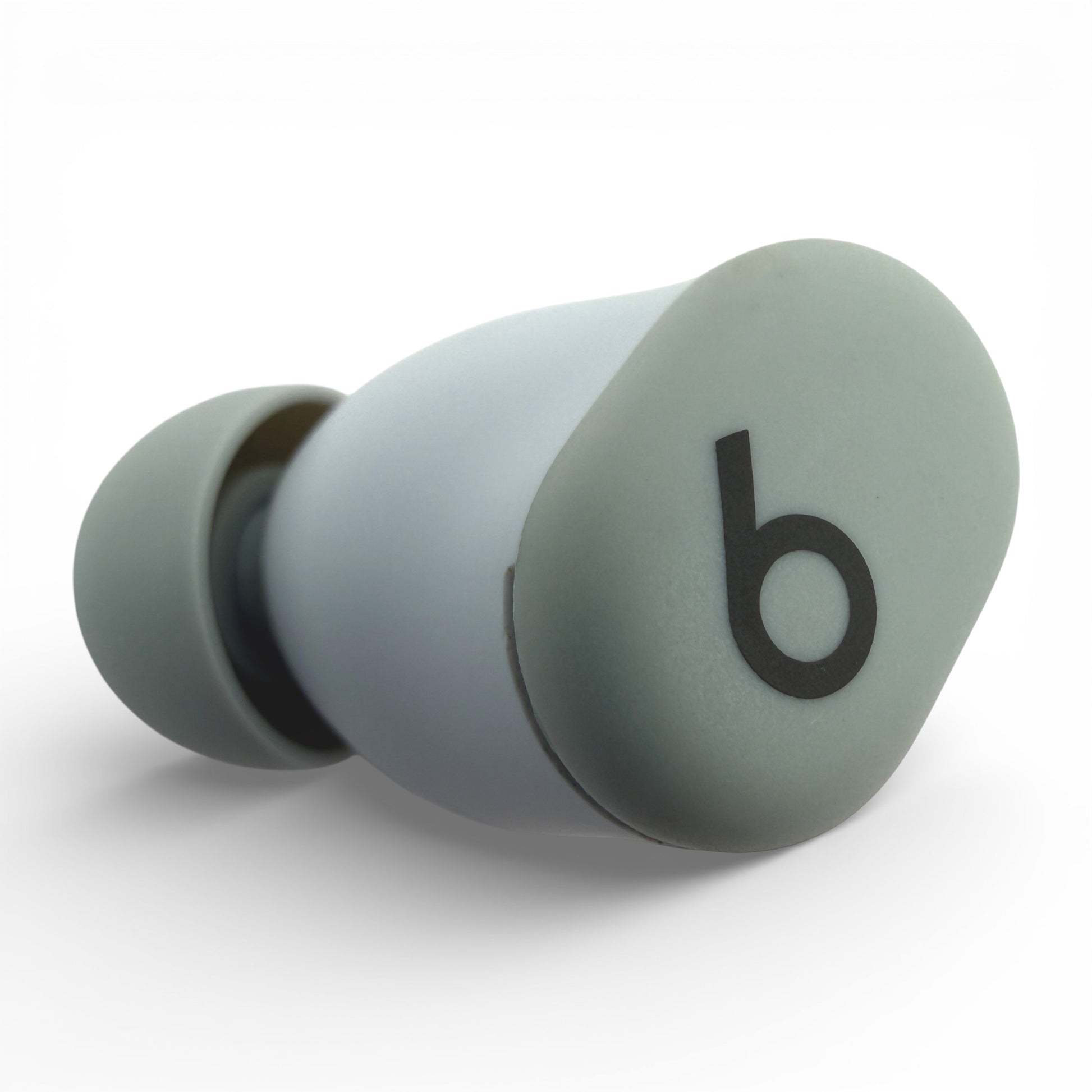 Left replacement Beats Solo Buds earbud in gray, angled front view showing the logo and ear tip