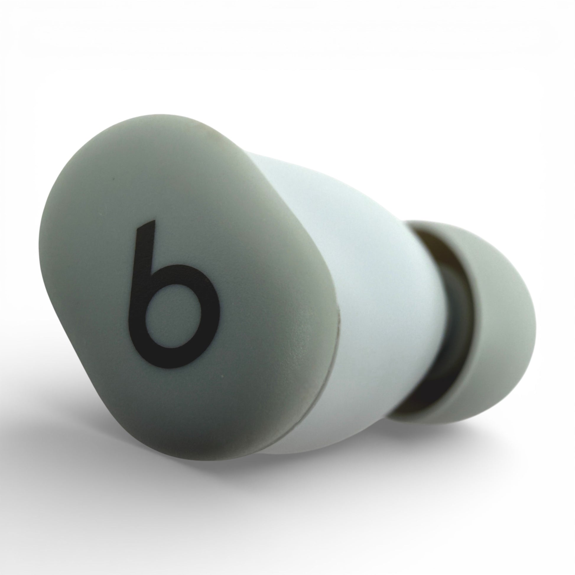 Right replacement Beats Solo Buds earbud in gray, front view showing the logo and ear tip