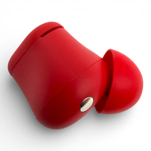 Right replacement Beats Solo Buds earbud in red, back view showing the charging contact pin