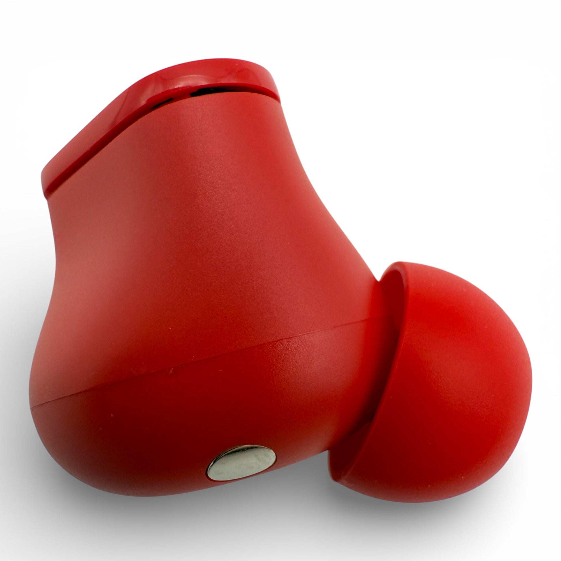 Right replacement Beats Studio Buds earbud in red, back view showing the charging contact pin