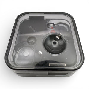Nothing ear (2) replacement charging case in black, top view with the lid closed