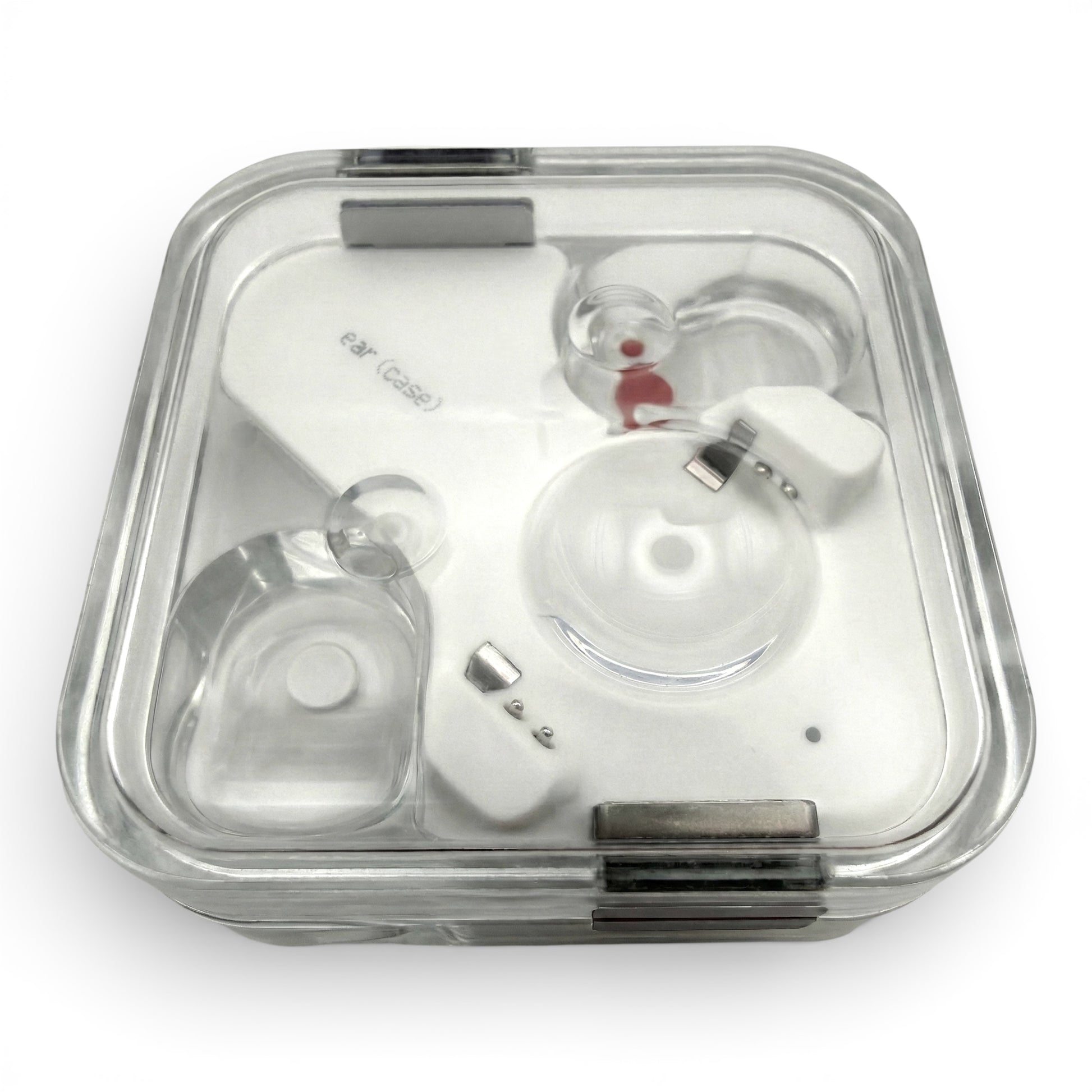 Nothing ear (2) replacement charging case in white, top view with the lid closed