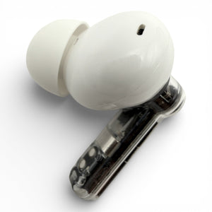 Right replacement Nothing ear (2) earbud in white, back view of the glossy housing