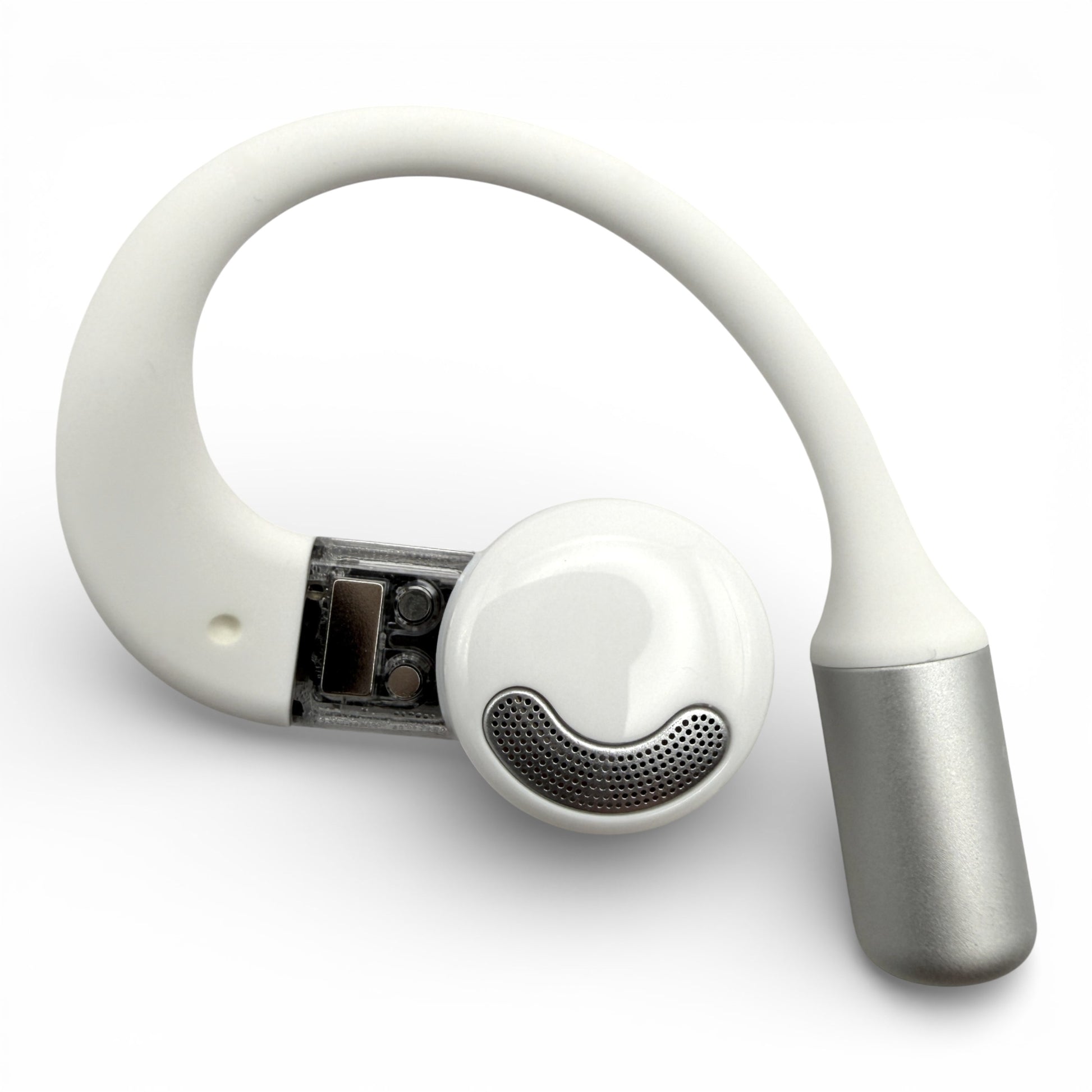 Right replacement Nothing ear (open) earbud, back view showing speaker driver mesh