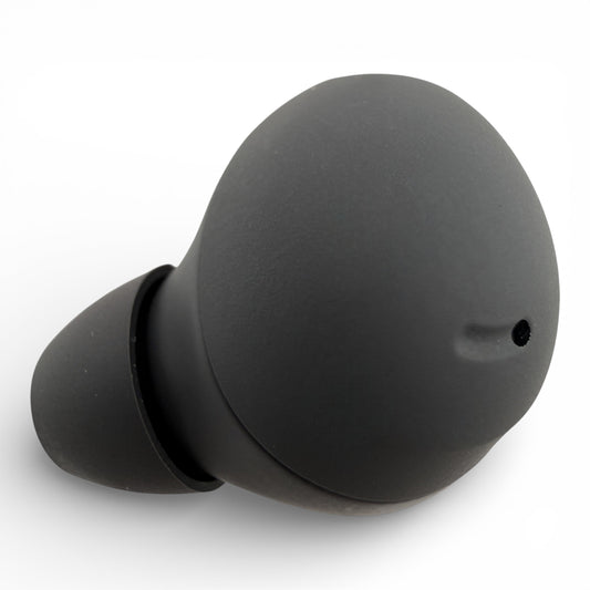 Left replacement Samsung Galaxy Buds2 Pro earbud in black, front view showing ear tip
