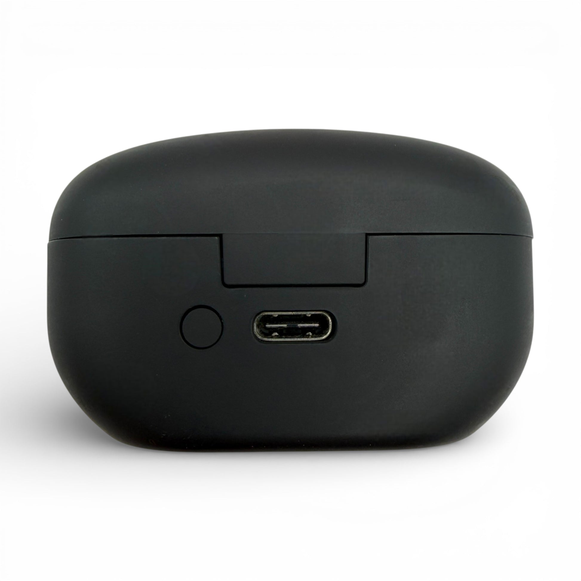 Sony WF-1000XM5 charging case in black, back view showing the USB-C charging port