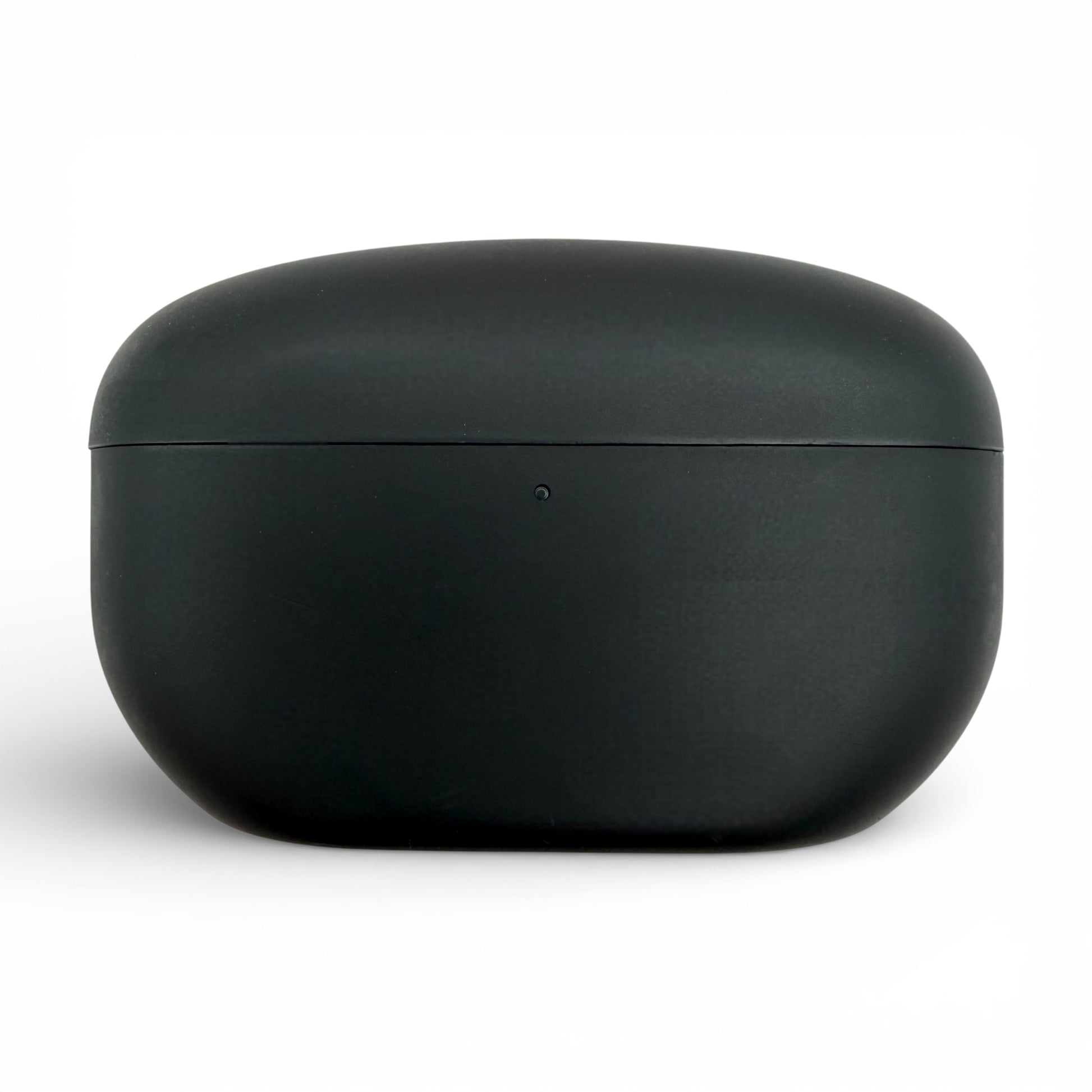 Sony WF-1000XM5 charging case in black, front view showing the pairing indicator light