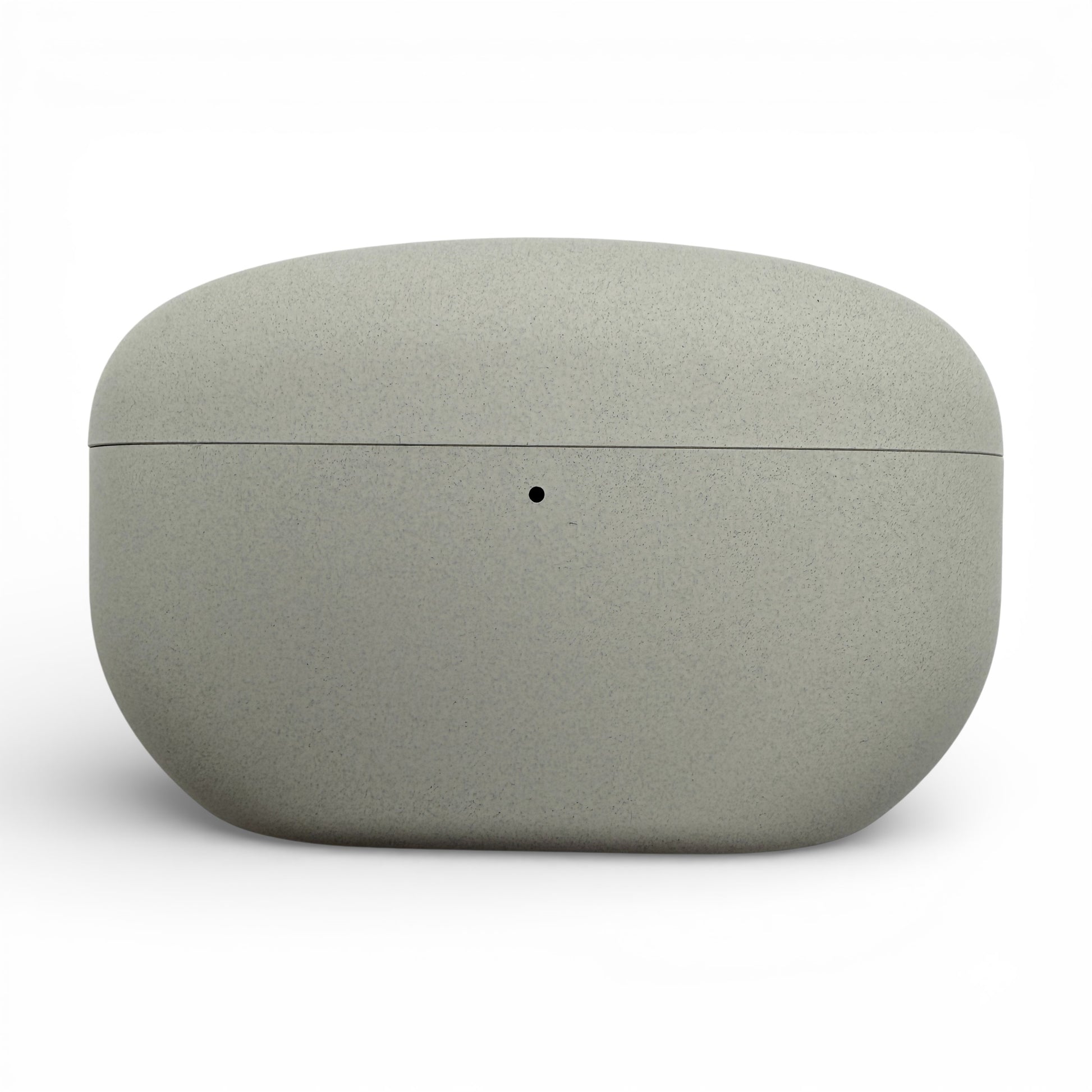 Sony WF-1000XM5 charging case in white, front view showing the pairing indicator light