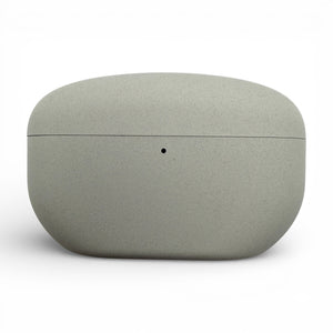 Sony WF-1000XM5 charging case in white, front view showing the pairing indicator light